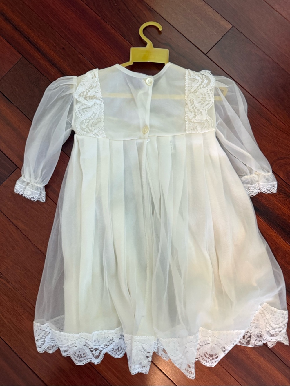 Christening Gown Dress Girls Size 3 -6 Mos Lace And Lined Baptism By Juanito - Picture 5 of 8